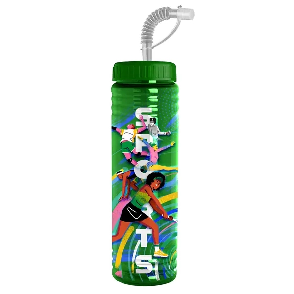 New Slim Cylinder Design 24 oz. Transparent Sport bottles with Straw... from ASI 40480 Koozie Group