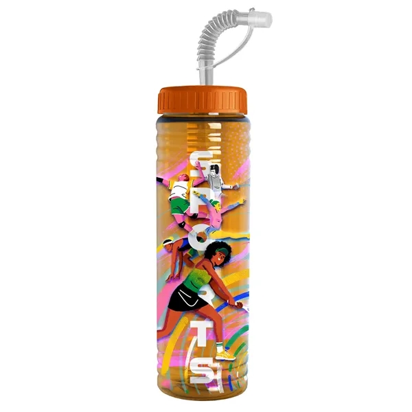 New Slim Cylinder Design 24 oz. Transparent Sport bottles with Straw... from ASI 40480 Koozie Group