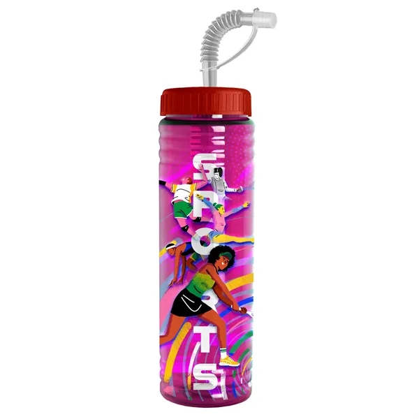 New Slim Cylinder Design 24 oz. Transparent Sport bottles with Straw... from ASI 40480 Koozie Group