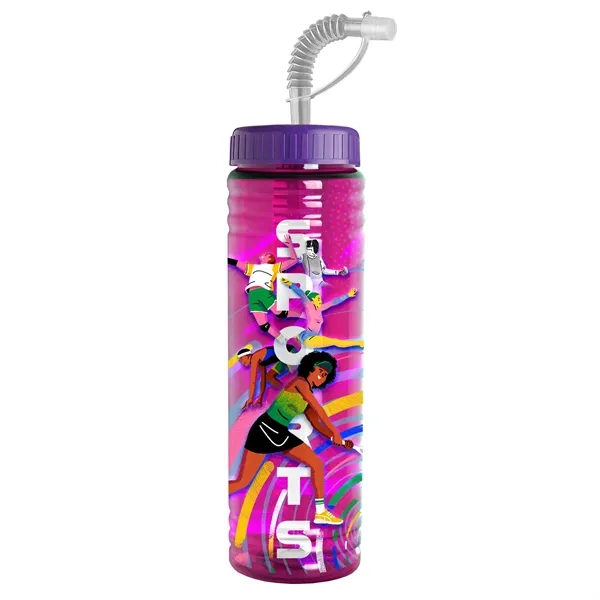 New Slim Cylinder Design 24 oz. Transparent Sport bottles with Straw... from ASI 40480 Koozie Group