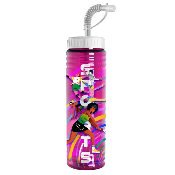 New Slim Cylinder Design 24 oz. Transparent Sport bottles with Straw... from ASI 40480 Koozie Group