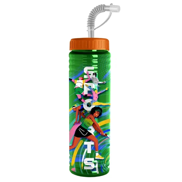 New Slim Cylinder Design 24 oz. Transparent Sport bottles with Straw... from ASI 40480 Koozie Group