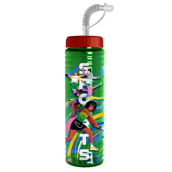 New Slim Cylinder Design 24 oz. Transparent Sport bottles with Straw... from ASI 40480 Koozie Group