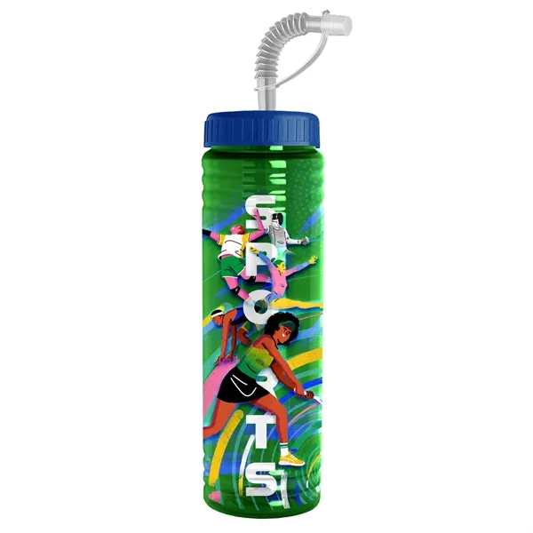 New Slim Cylinder Design 24 oz. Transparent Sport bottles with Straw... from ASI 40480 Koozie Group