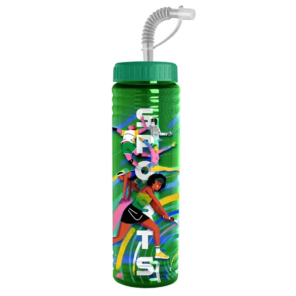 New Slim Cylinder Design 24 oz. Transparent Sport bottles with Straw... from ASI 40480 Koozie Group