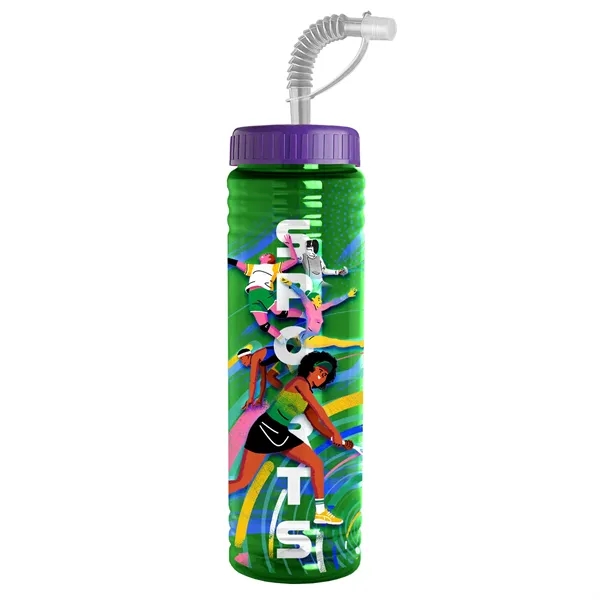 New Slim Cylinder Design 24 oz. Transparent Sport bottles with Straw... from ASI 40480 Koozie Group