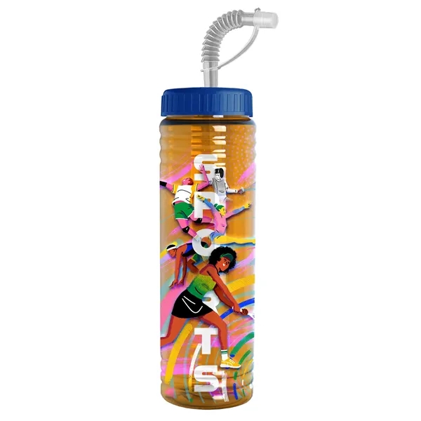 New Slim Cylinder Design 24 oz. Transparent Sport bottles with Straw... from ASI 40480 Koozie Group