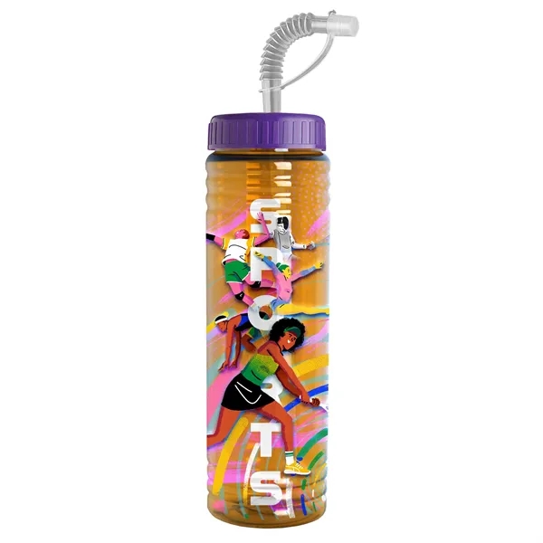 New Slim Cylinder Design 24 oz. Transparent Sport bottles with Straw... from ASI 40480 Koozie Group