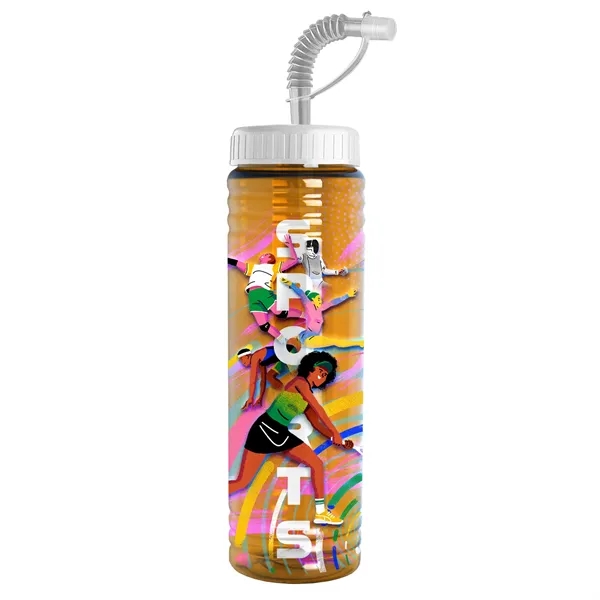 New Slim Cylinder Design 24 oz. Transparent Sport bottles with Straw... from ASI 40480 Koozie Group