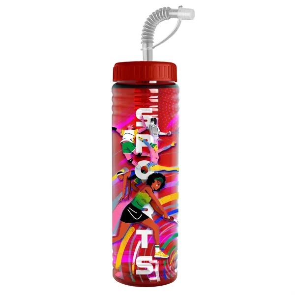 New Slim Cylinder Design 24 oz. Transparent Sport bottles with Straw... from ASI 40480 Koozie Group