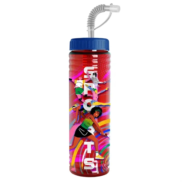 New Slim Cylinder Design 24 oz. Transparent Sport bottles with Straw... from ASI 40480 Koozie Group