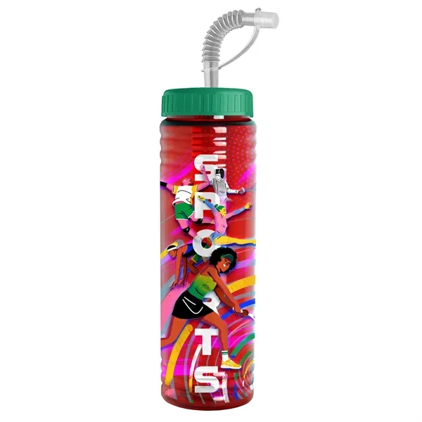 New Slim Cylinder Design 24 oz. Transparent Sport bottles with Straw... from ASI 40480 Koozie Group