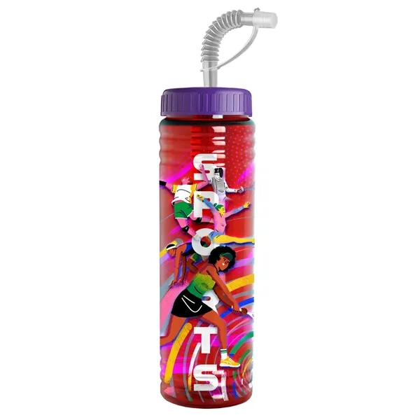 New Slim Cylinder Design 24 oz. Transparent Sport bottles with Straw... from ASI 40480 Koozie Group