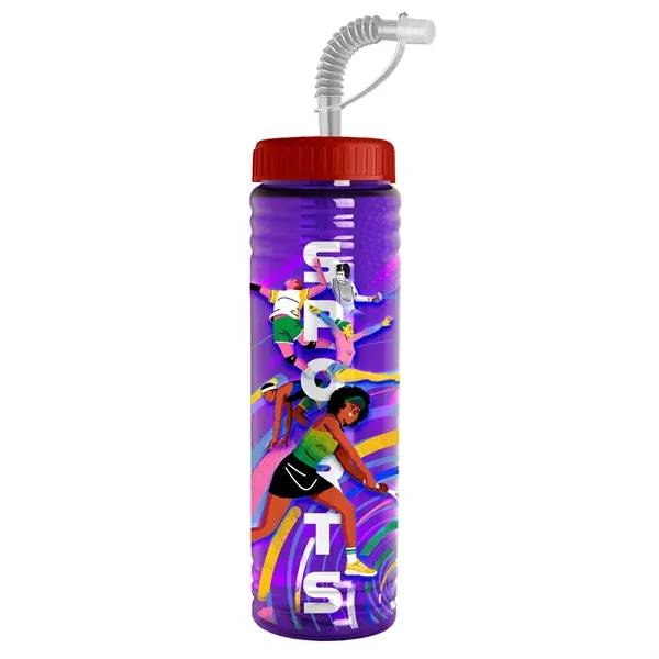 New Slim Cylinder Design 24 oz. Transparent Sport bottles with Straw... from ASI 40480 Koozie Group
