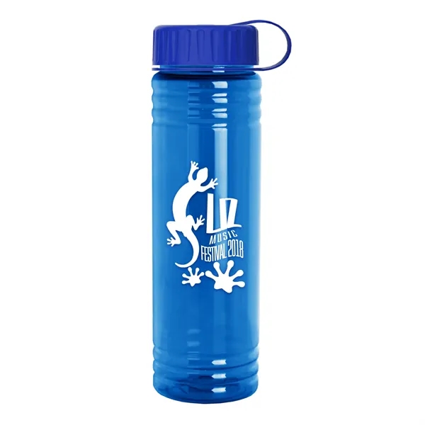 New Slim Cylinder Design 24 oz. Transparent Sport Bottles with Tethered... from ASI 40480 Koozie Group