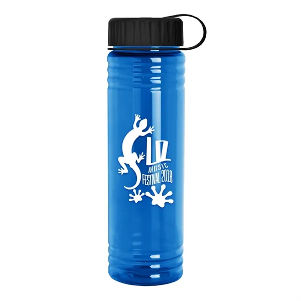 New Slim Cylinder Design 24 oz. Transparent Sport Bottles with Tethered... from ASI 40480 Koozie Group