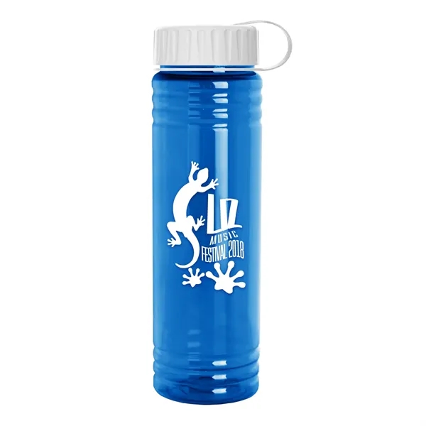 New Slim Cylinder Design 24 oz. Transparent Sport Bottles with Tethered... from ASI 40480 Koozie Group