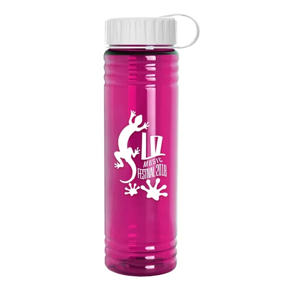 New Slim Cylinder Design 24 oz. Transparent Sport Bottles with Tethered... from ASI 40480 Koozie Group