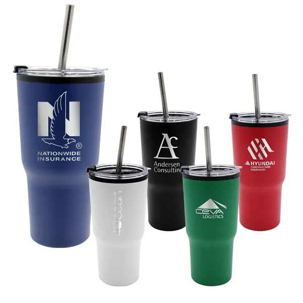 20 oz. Ares Recycled Tumbler with Stainless Straw Lid, Premi... from ASI 30270 Aakron Line