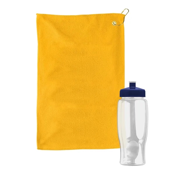 27 oz. Poly-pure transparent bottle with microfiber golf towel. Towel is... from ASI 40480 Koozie Group