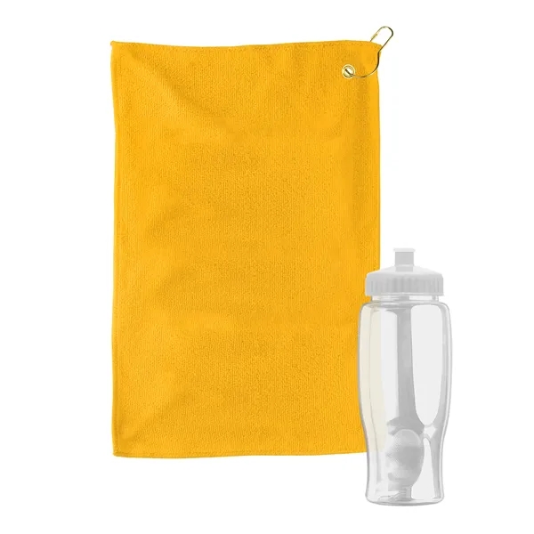 27 oz. Poly-pure transparent bottle with microfiber golf towel. Towel is... from ASI 40480 Koozie Group