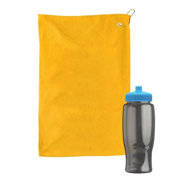 27 oz. Poly-pure transparent bottle with microfiber golf towel. Towel is... from ASI 40480 Koozie Group