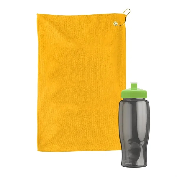 27 oz. Poly-pure transparent bottle with microfiber golf towel. Towel is... from ASI 40480 Koozie Group