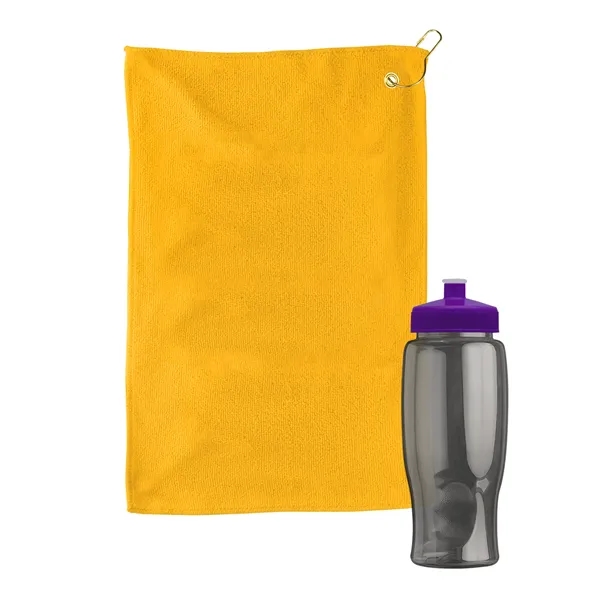 27 oz. Poly-pure transparent bottle with microfiber golf towel. Towel is... from ASI 40480 Koozie Group