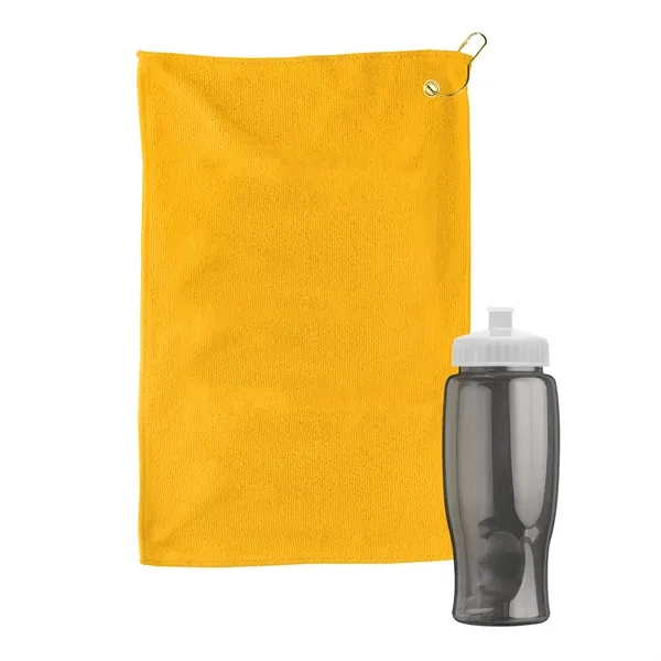 27 oz. Poly-pure transparent bottle with microfiber golf towel. Towel is... from ASI 40480 Koozie Group