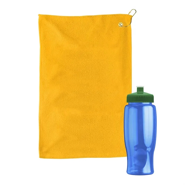 27 oz. Poly-pure transparent bottle with microfiber golf towel. Towel is... from ASI 40480 Koozie Group
