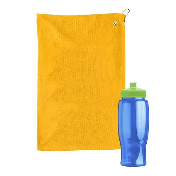 27 oz. Poly-pure transparent bottle with microfiber golf towel. Towel is... from ASI 40480 Koozie Group