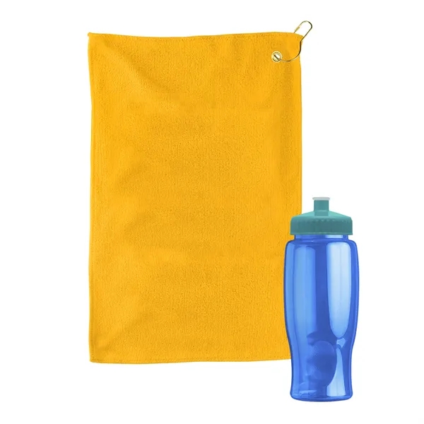 27 oz. Poly-pure transparent bottle with microfiber golf towel. Towel is... from ASI 40480 Koozie Group