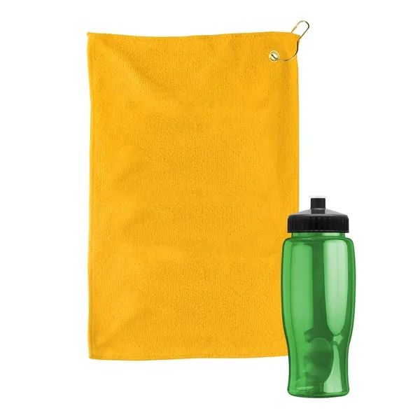 27 oz. Poly-pure transparent bottle with microfiber golf towel. Towel is... from ASI 40480 Koozie Group