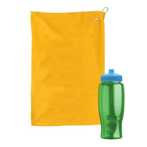 27 oz. Poly-pure transparent bottle with microfiber golf towel. Towel is... from ASI 40480 Koozie Group