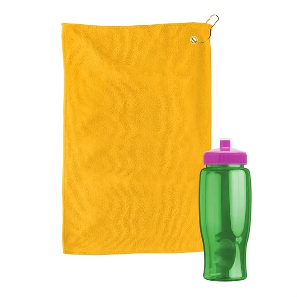 27 oz. Poly-pure transparent bottle with microfiber golf towel. Towel is... from ASI 40480 Koozie Group