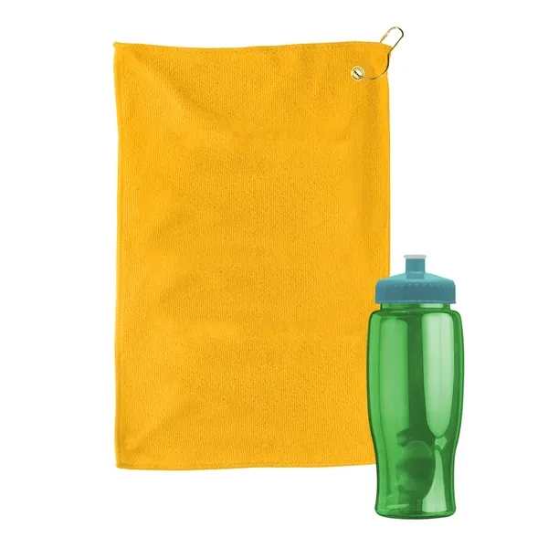 27 oz. Poly-pure transparent bottle with microfiber golf towel. Towel is... from ASI 40480 Koozie Group