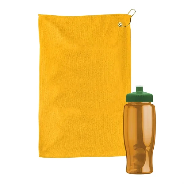 27 oz. Poly-pure transparent bottle with microfiber golf towel. Towel is... from ASI 40480 Koozie Group