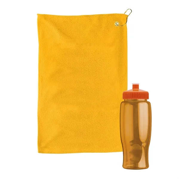 27 oz. Poly-pure transparent bottle with microfiber golf towel. Towel is... from ASI 40480 Koozie Group