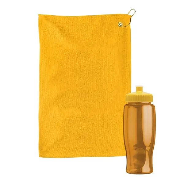 27 oz. Poly-pure transparent bottle with microfiber golf towel. Towel is... from ASI 40480 Koozie Group