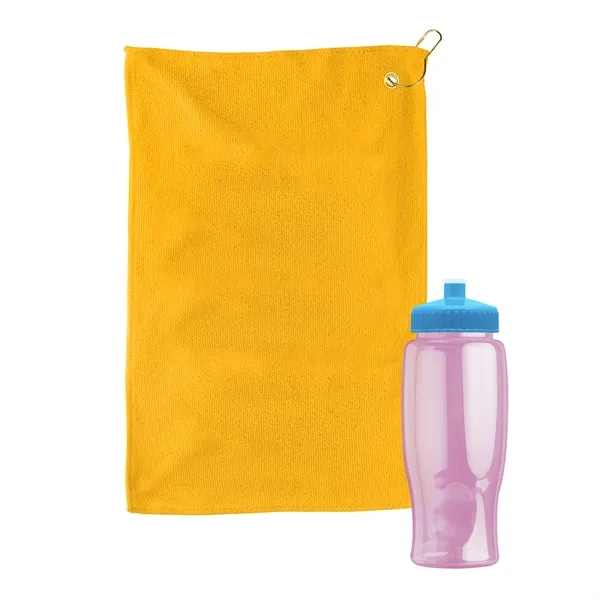 27 oz. Poly-pure transparent bottle with microfiber golf towel. Towel is... from ASI 40480 Koozie Group
