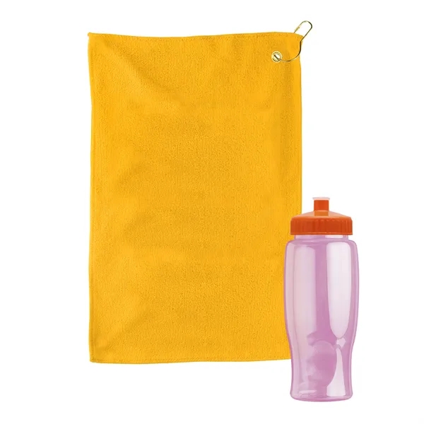 27 oz. Poly-pure transparent bottle with microfiber golf towel. Towel is... from ASI 40480 Koozie Group