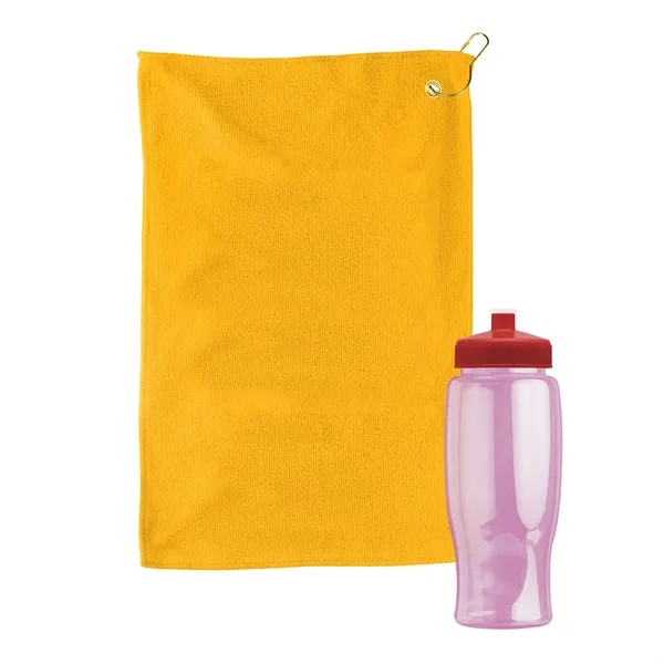 27 oz. Poly-pure transparent bottle with microfiber golf towel. Towel is... from ASI 40480 Koozie Group