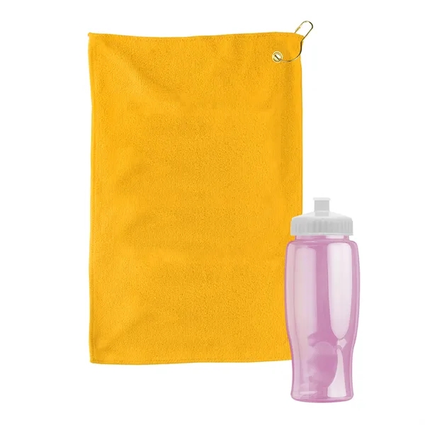 27 oz. Poly-pure transparent bottle with microfiber golf towel. Towel is... from ASI 40480 Koozie Group