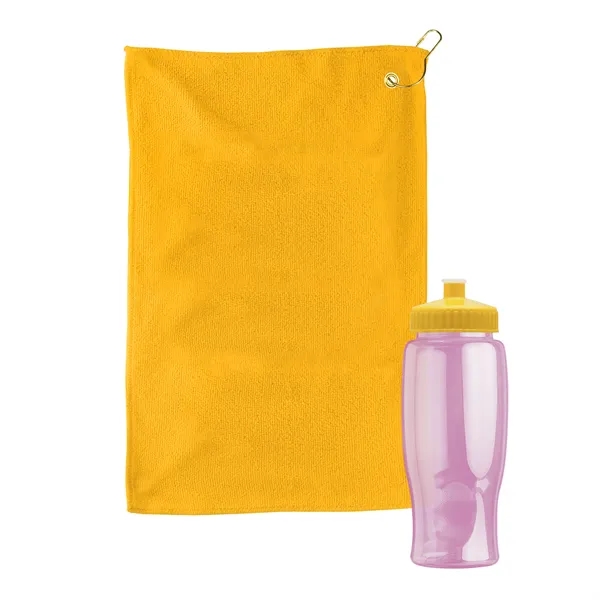 27 oz. Poly-pure transparent bottle with microfiber golf towel. Towel is... from ASI 40480 Koozie Group