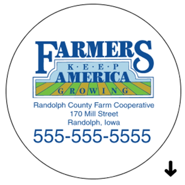 4" circle shaped roll labels with a one color imprint.... from ASI 89910 Stouse, LLC