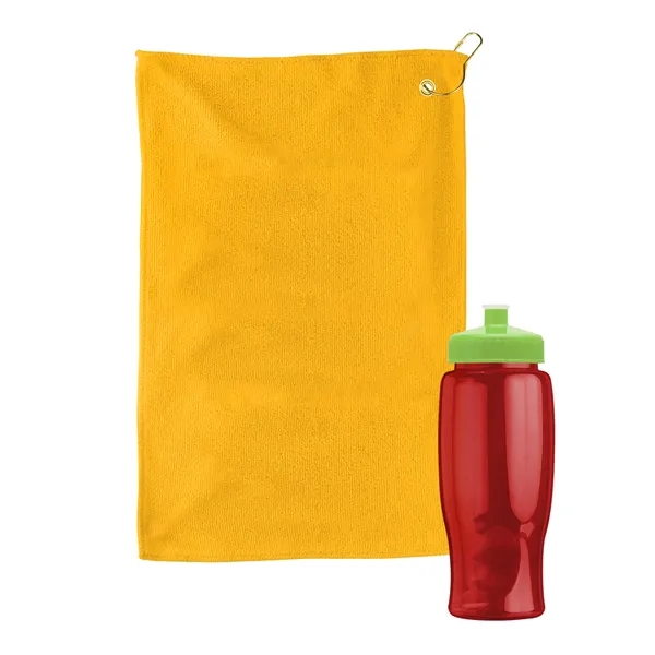 27 oz. Poly-pure transparent bottle with microfiber golf towel. Towel is... from ASI 40480 Koozie Group
