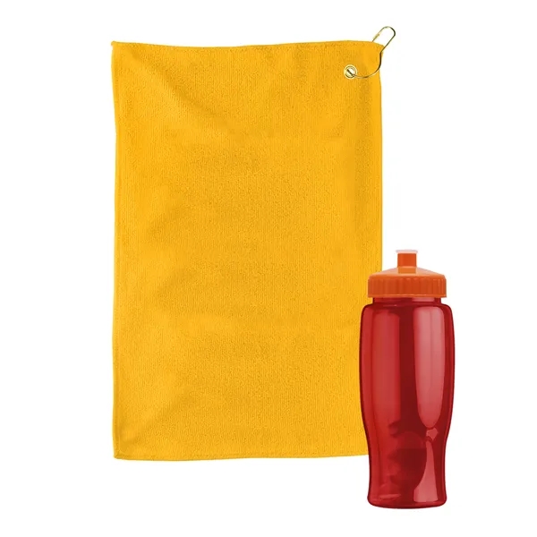 27 oz. Poly-pure transparent bottle with microfiber golf towel. Towel is... from ASI 40480 Koozie Group