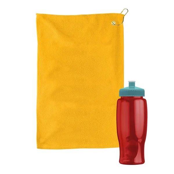 27 oz. Poly-pure transparent bottle with microfiber golf towel. Towel is... from ASI 40480 Koozie Group