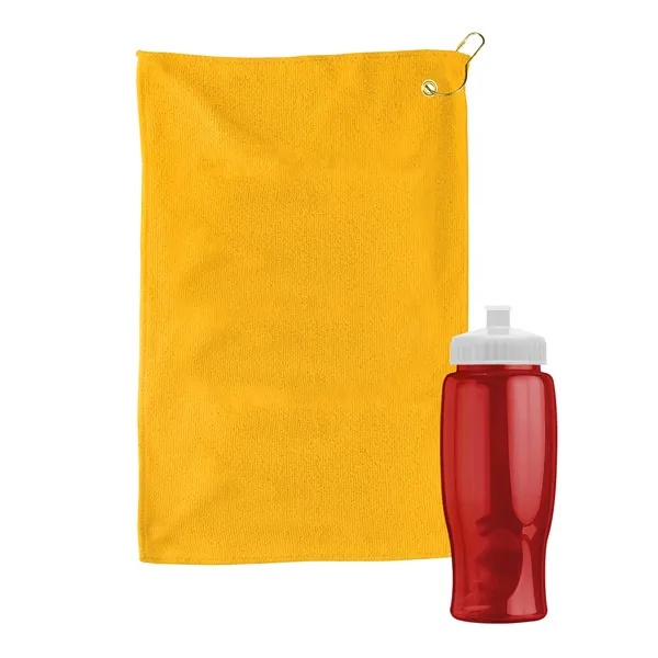27 oz. Poly-pure transparent bottle with microfiber golf towel. Towel is... from ASI 40480 Koozie Group