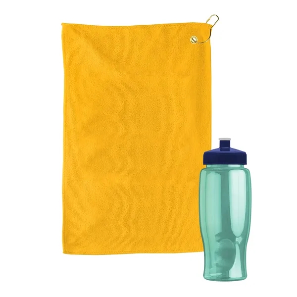 27 oz. Poly-pure transparent bottle with microfiber golf towel. Towel is... from ASI 40480 Koozie Group